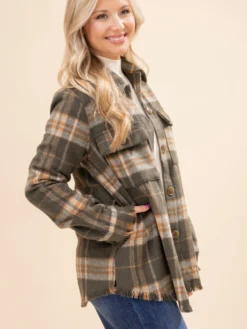 Fringe Detailed Plaid Button Down Jacket | S-L -Discount Divas Shop 3dd90b12515e0fb48ab9f2f59e1a86ed