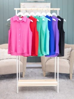 Andree Collared Sleeveless Button Down Top | S-3X -Discount Divas Shop 3e394003392b2f1b7d9efdf4dce99d85