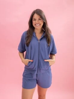 Luxe Scuba Short Sleeve Zip Up Hoodie By DD Design | S - 3XL -Discount Divas Shop 3e3973449c1a7556aa87df2c38bfb7e5