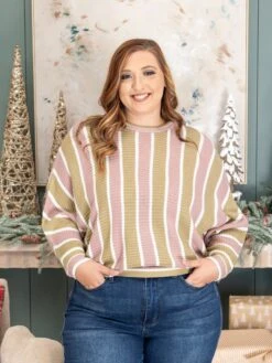 Multi Striped Dolman Sleeve Sweater | S/M-M/L