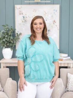 Daisy Patch Mineral Washed Terry Knit Pullover | S-3X 6 Daisy Patch Mineral Washed Terry Knit Pullover | S-3X -Discount Divas Shop 3eaa14aeea32434639aec646bd21a791