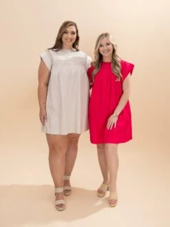 Drop Shoulder Pintuck Detail Dress W/ Pockets | S-L