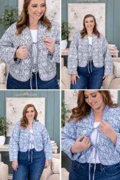 Floral Padded Puffer Jacket With Ties | S - L