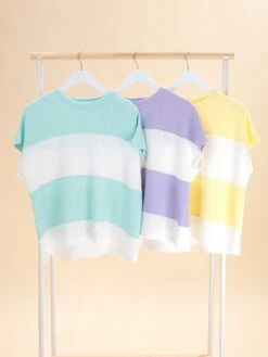 Colorblock Stripe Cloudy Knit Top | S-XL