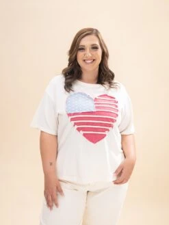 Vintage Heart Flag Patched Top | S-L Americana