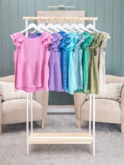 Zenana Double Gauze Acid Washed Ruffle Sleeve Peplum Top | S-L -Discount Divas Shop 409e869a71cacdc02fa6fda546a9b452