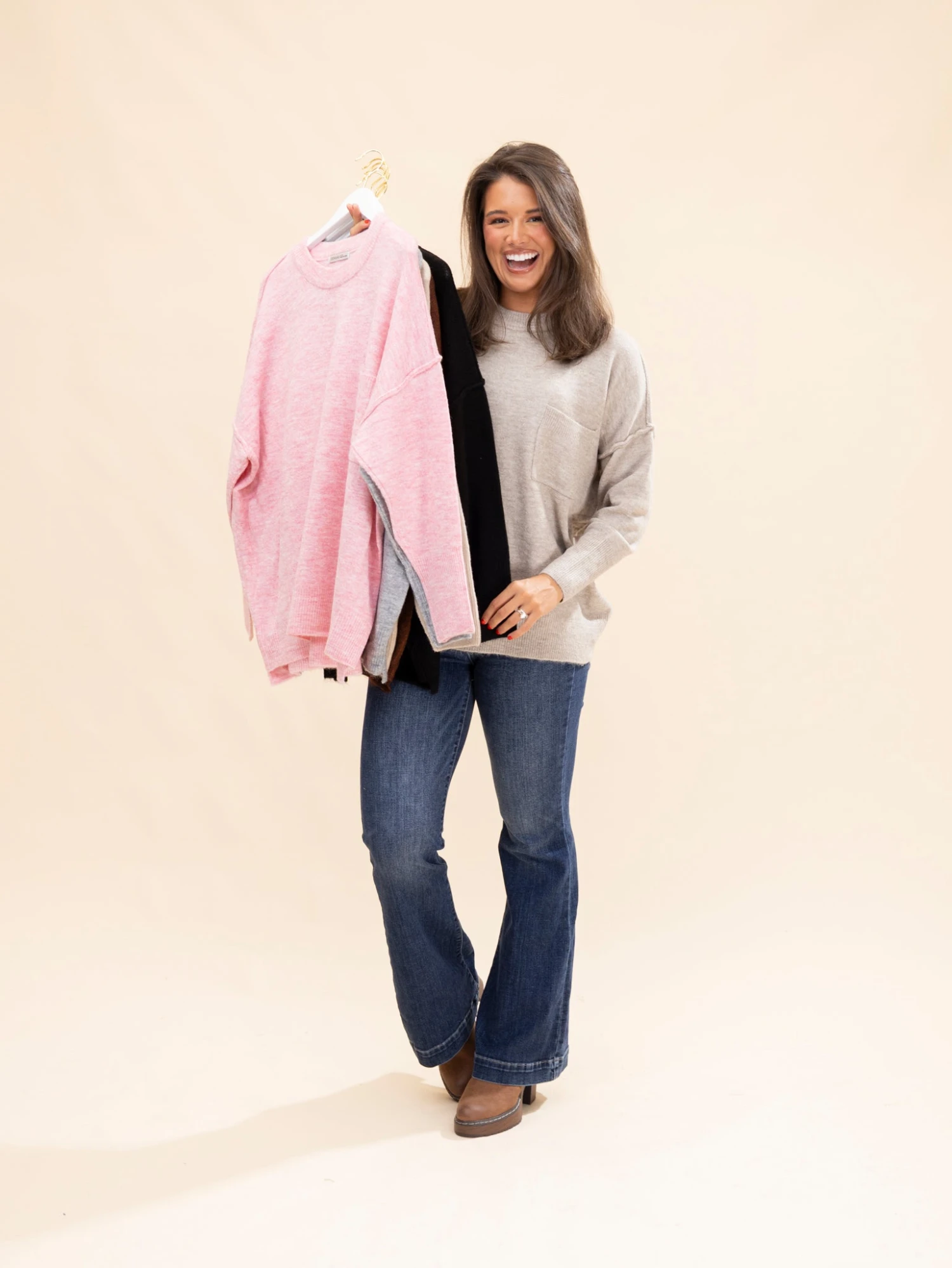 Zenana Melange High Low Hem Pocket Sweater | S/M - L/XL 3 Zenana Melange High Low Hem Pocket Sweater | S/M - L/XL - Image 3