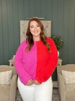 Reversible Two Tone Scoop Neck Sweater W/ Twist | S-L