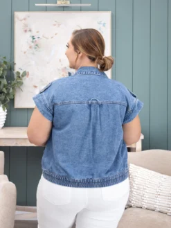 Acid Wash Elastic Hem Button Up Denim Vest | S-XL 9 Acid Wash Elastic Hem Button Up Denim Vest | S-XL -Discount Divas Shop 411f2231c3078b03169da59f79c098ae