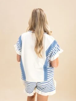 Short Sleeve Round Neck Stripe Ruffled Sleeve Top | S-L Pair W/ Sku62801 -Discount Divas Shop 4161ba83f0a22bd8b13577a5e75ff4b9