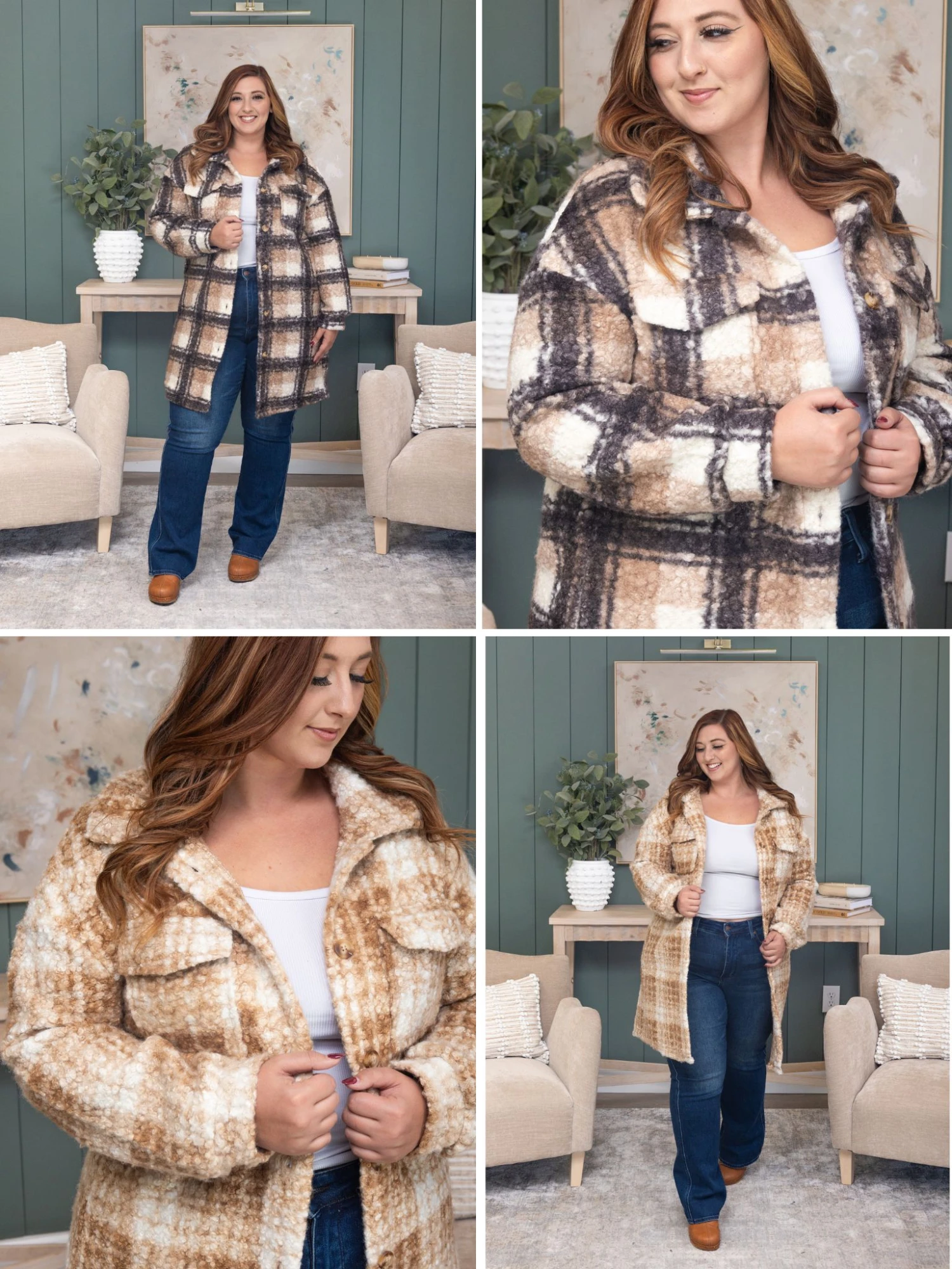 Plaid Boucle Longline Shacket | S - L 1 Plaid Boucle Longline Shacket | S - L