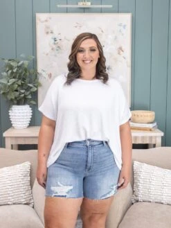 Judy Blue High Waist Shorts With Stitch Over Destroy Detail | S-3XL -Discount Divas Shop 42d56ad1fe8c734a3a7dab5c46f93f19