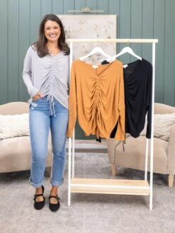 Brushed Rib Center Drawstring Sweater | S - 3XL *Final Sale*