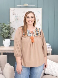 3/4 Sleeve Print Mix Loose Fit Cotton Top | S-L