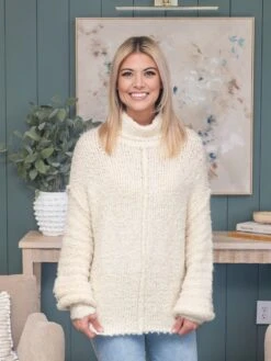 Knit Turtleneck Sweater W/ Seam | S - L