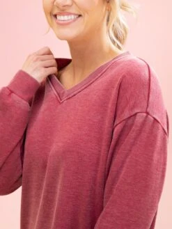 Lived In V Neck Rounded Hem Sweatshirt W/ Pockets By DD Design | S-3XL -Discount Divas Shop 440cc125e5bd93bd663b6f4b2198cab8