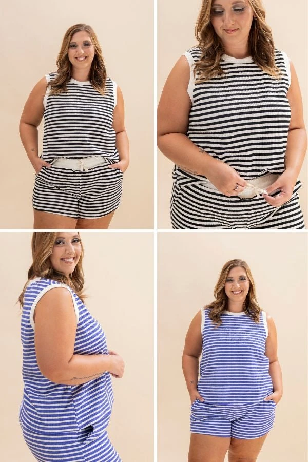 Striped Drawstring Shorts | S-L Pair W/ Sku 1 Striped Drawstring Shorts | S-L Pair W/ Sku