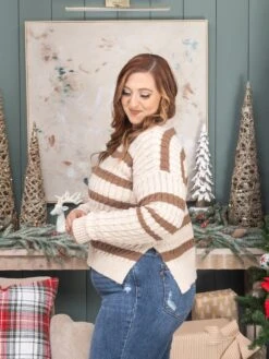 StripeCable Knit Sweater W/ Side Slits | S-L Thanksgiving 17 StripeCable Knit Sweater W/ Side Slits | S-L Thanksgiving -Discount Divas Shop 451f3a966ddcd5afbdaaae98b5df1799