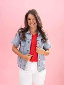 Short Sleeve Denim Jacket By DD Design | S - 3XL