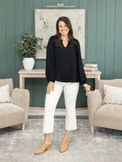 V-Neck With Ruffled Neck Detail Airflow Long Sleeve Top | S - 3XL -Discount Divas Shop 4686dfeed85ec5ad35428df4a8418343