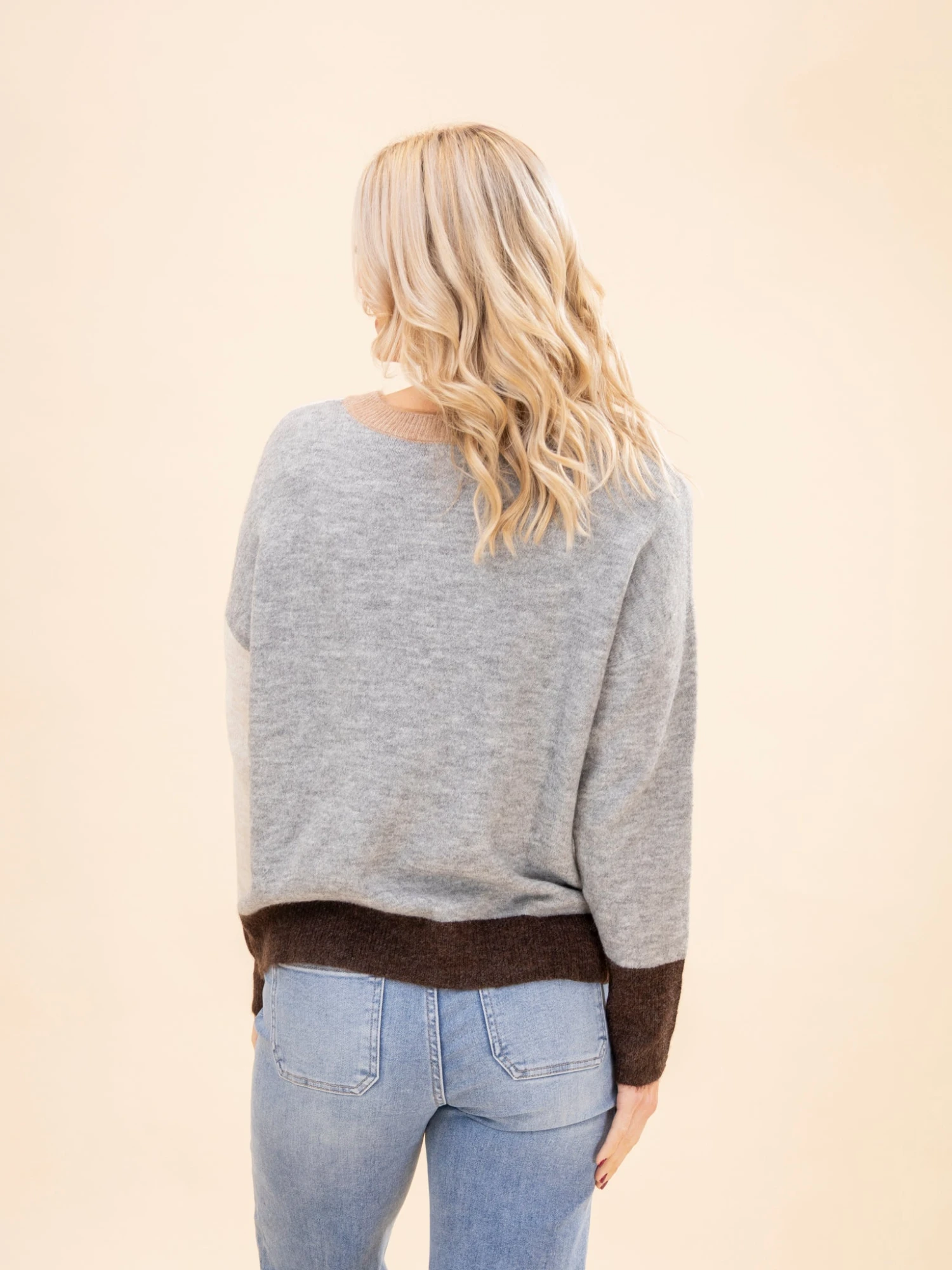 Color Block Front Seam Long Sleeve Knit Sweater | S-L 4 Color Block Front Seam Long Sleeve Knit Sweater | S-L - Image 4