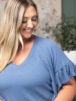 Waffle Knit Ruffled Sleeve Top | S - XL 9 Waffle Knit Ruffled Sleeve Top | S - XL -Discount Divas Shop 473a342edbb8b83ed6fac7c15f2ada6b