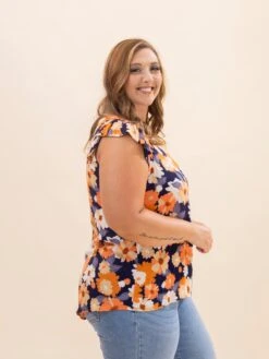 Floral Sleeveless Top W/ Ruffled Sleeves | S-L -Discount Divas Shop 480b23e4806e48c17116a45c658e95fb