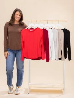 Zenana Flowy Round Hem Rayon Long Sleeve Top | S-XL