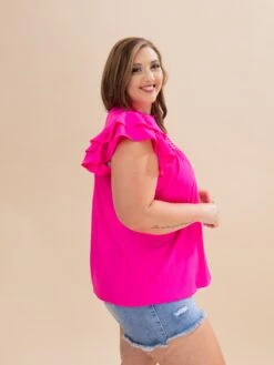 Ruffle Sleeve Pleated York Woven Top | S-2XL -Discount Divas Shop 4888f32bc5c07c793b40bbf92f203b67