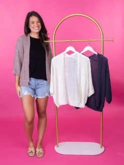 STACCATO Textured Kimono Short Sleeve Open Front Cardigan | S-L