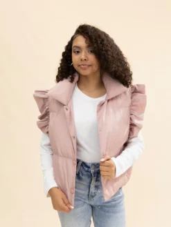 Ruffle Sleeve Puff Vest | S-L -Discount Divas Shop 4a7308d9b51629cbf4a491e014141f0c