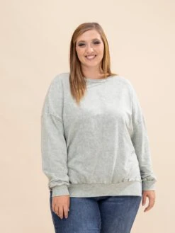 Washed Side Split Long Sleeve Knit Top | S-L -Discount Divas Shop 4a750a08ce8ea562e01e6f21eb0ceb08