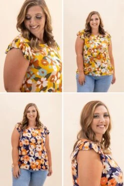 Floral Sleeveless Top W/ Ruffled Sleeves | S-L