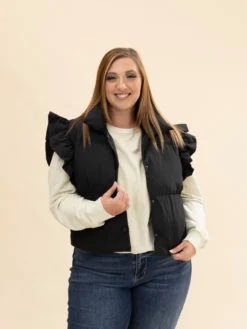 Ruffle Sleeve Puff Vest | S-L -Discount Divas Shop 4b4aa43565cca9fc6ba8f3d4968a8578