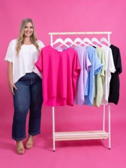 DD Design Airflow Round Neck Top W/ Cuffed Short Sleeves | S - 3XL