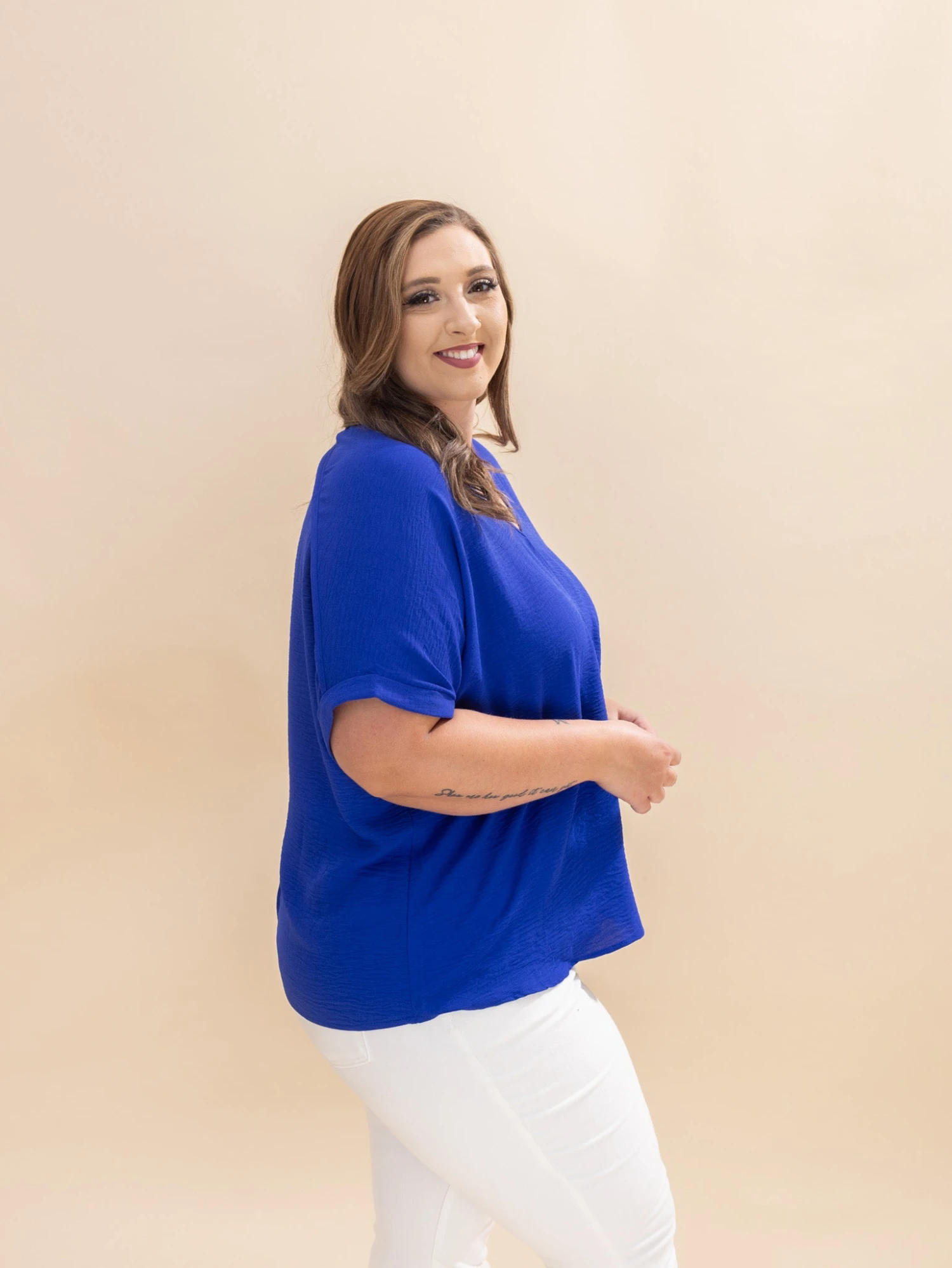 Short Sleeve V Neck Woven Top | S-2XL 4 Short Sleeve V Neck Woven Top | S-2XL - Image 4