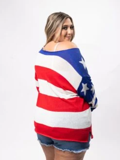 American Flag V-Neck Long Sleeve Knitted Top | S - 3X Americana -Discount Divas Shop 4bcdbf3c480d579d6e222b344b67fe68