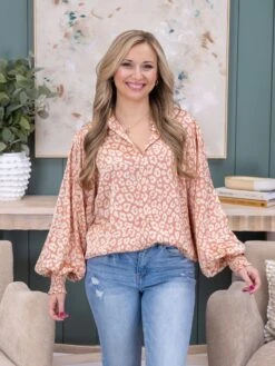 Leopard Print Collared Balloon Sleeve Blouse | S - 3X First Love -Discount Divas Shop 4c27991c6d24f0ca4451c25d802a230d