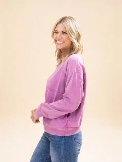 Long Sleeve Mineral Washed Terry Knit Pullover | S-L -Discount Divas Shop 4c434b0c870a1eef917d805ba6a1ab42