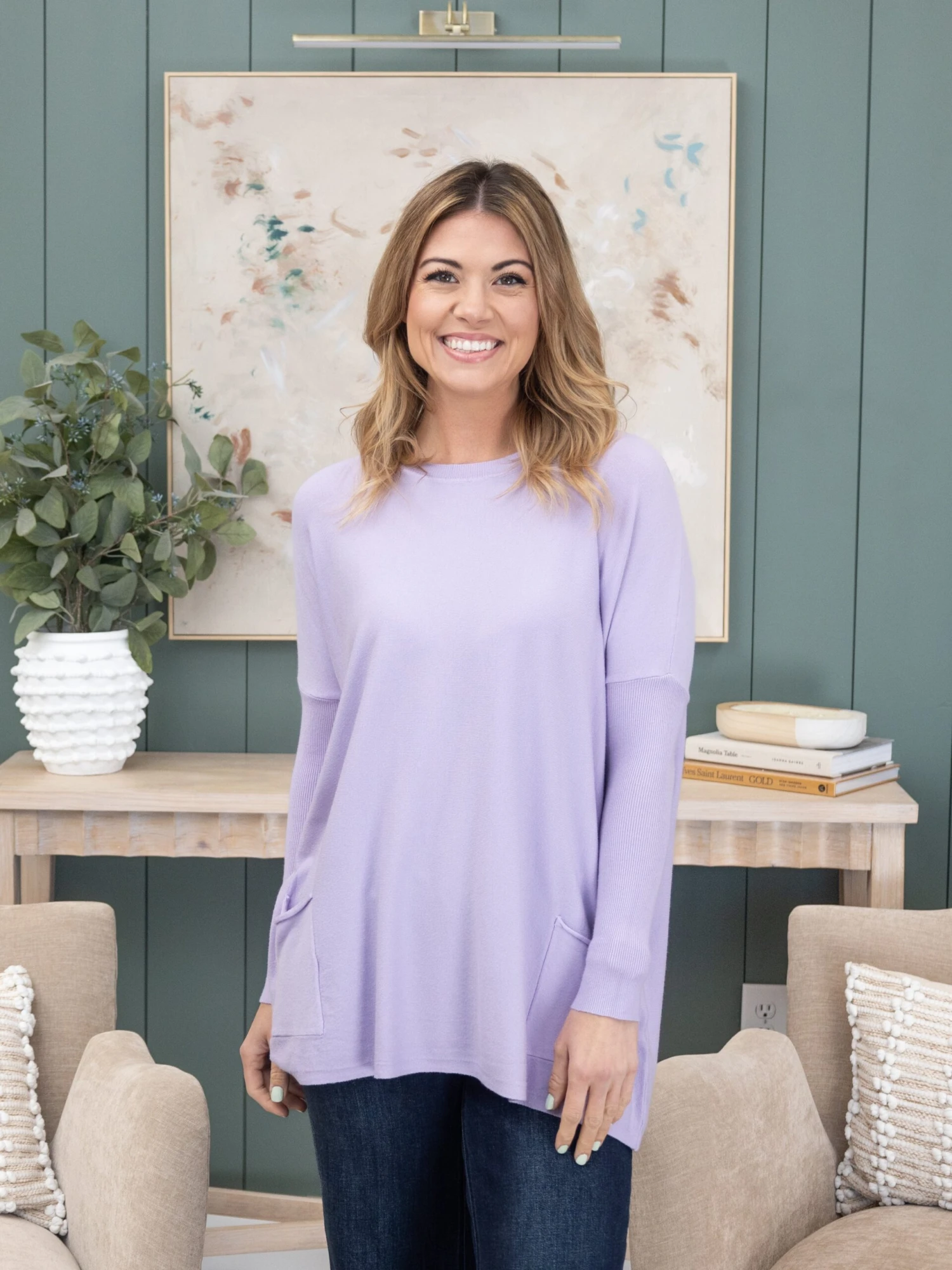 Tea N Rose "Perfect Knit" Oversized 2 Pocket Sweater | S/M - L/XL 3 Tea N Rose "Perfect Knit" Oversized 2 Pocket Sweater | S/M - L/XL - Image 3