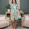 Floral Puff Sleeve Collar Buttoned Babydoll Dress | S - XL