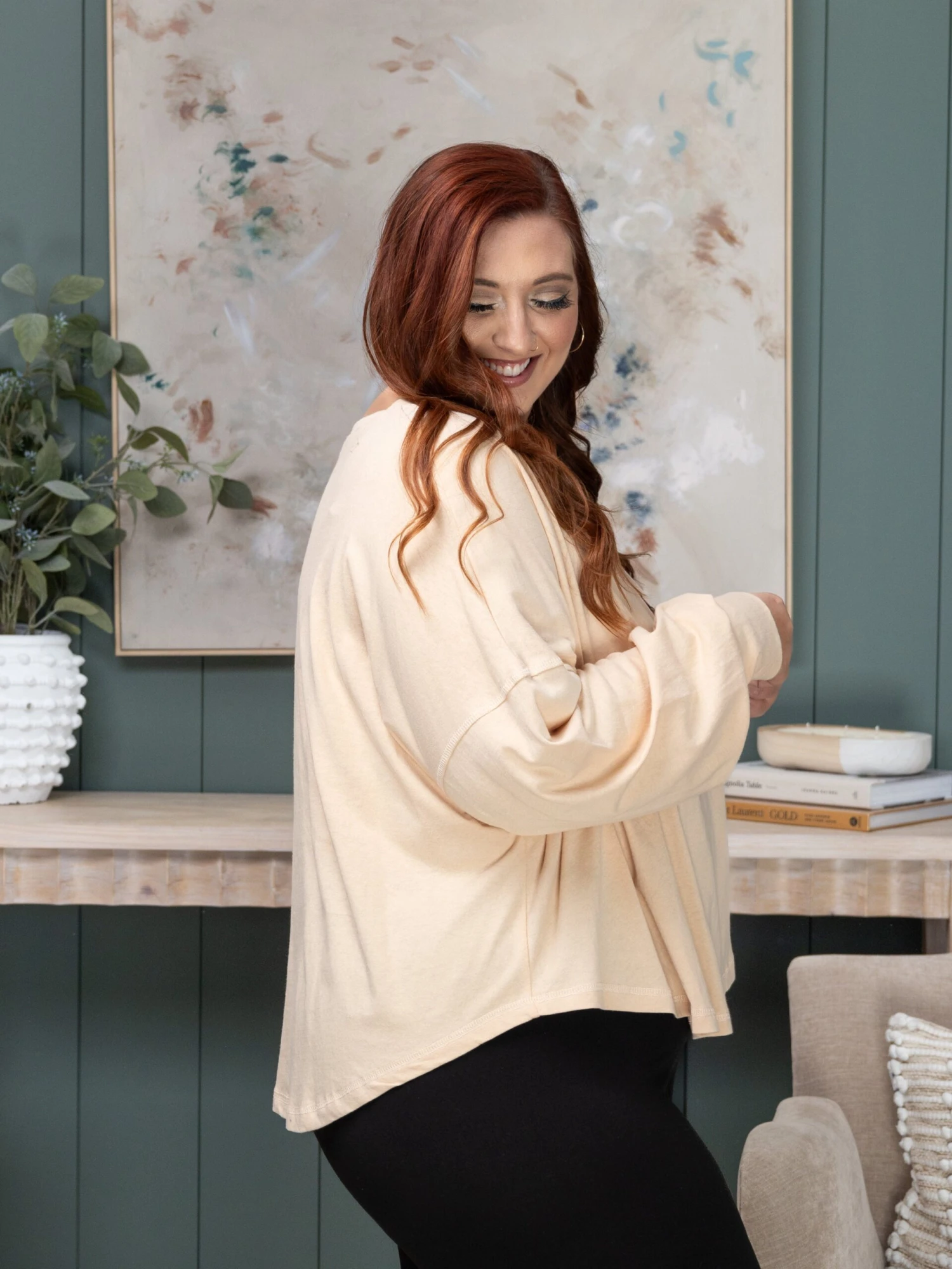 Long Sleeve Boot Patch Top | S-L Easel WESTERN 2 Long Sleeve Boot Patch Top | S-L Easel WESTERN - Image 2