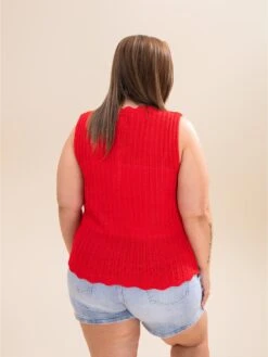Sleeveless Scallop Sweater Vest With Front Tie | S-2XL Americana -Discount Divas Shop 4e4826efb87df7b27b517fda335219b2