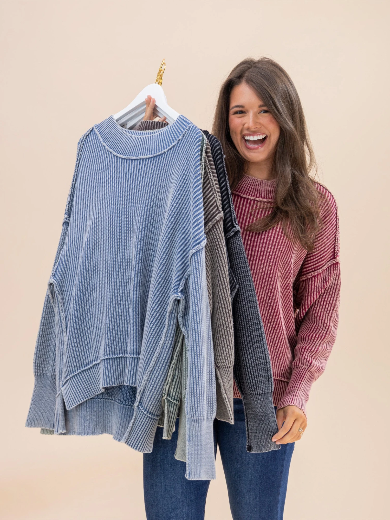 Zenana Washed Side Slit Oversized Sweater | S/M-L/XL 2 Zenana Washed Side Slit Oversized Sweater | S/M-L/XL - Image 2