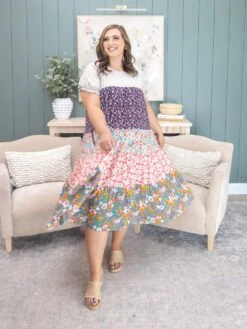 Mixed Print Tiered Midi Dress | S-L -Discount Divas Shop 4ebabe064de6cdb0ea65e0ec3bae4178