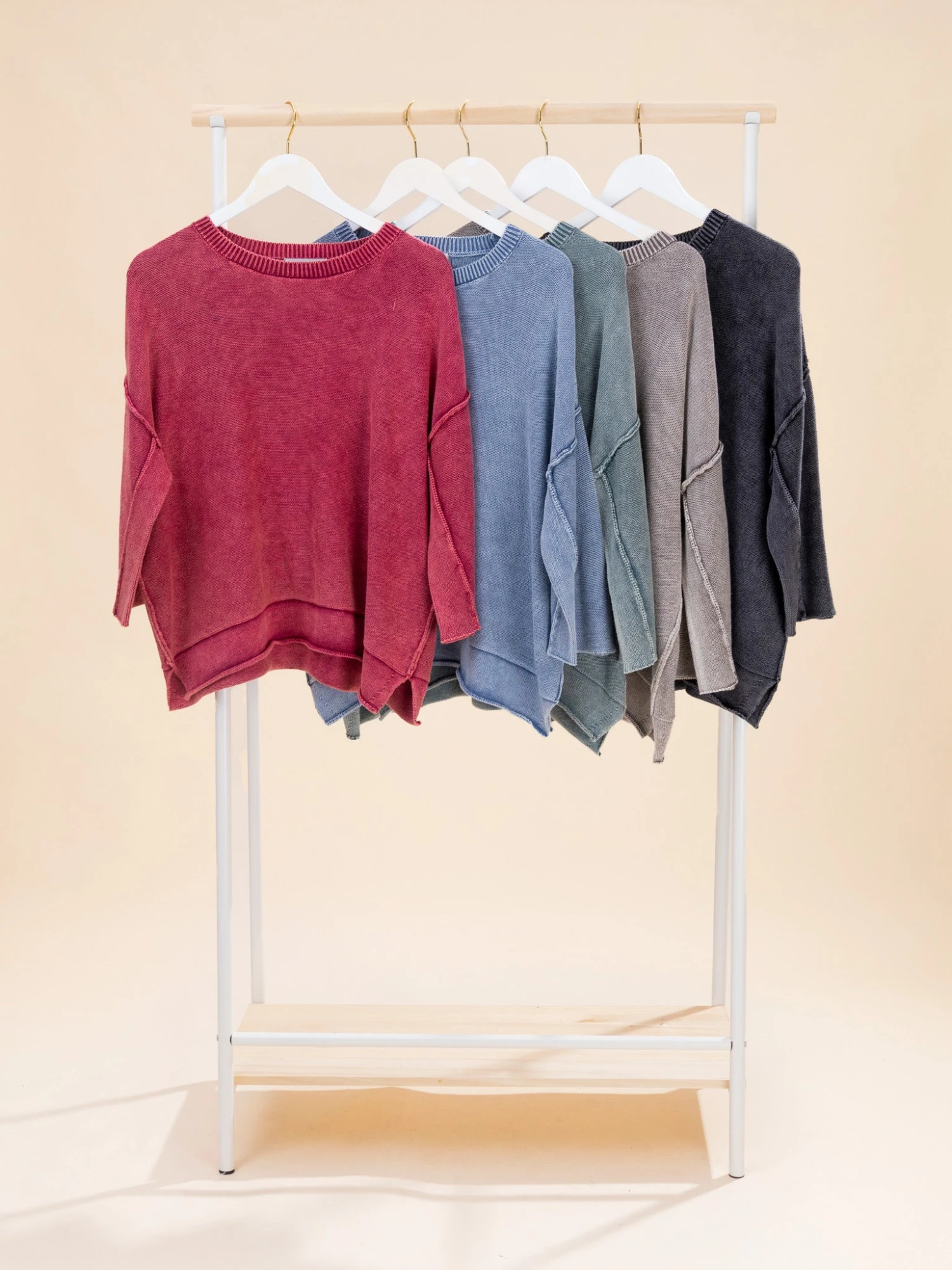 Zenana Washed 3/4 Sleeve Boxy Sweater Top | S-L 14 Zenana Washed 3/4 Sleeve Boxy Sweater Top | S-L - Image 14