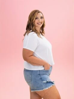 Diva Denim High Rise Tulip Fray Hem Short | XS - 3XL -Discount Divas Shop 4f46c4ab75a0cb4f396342f598e45c79