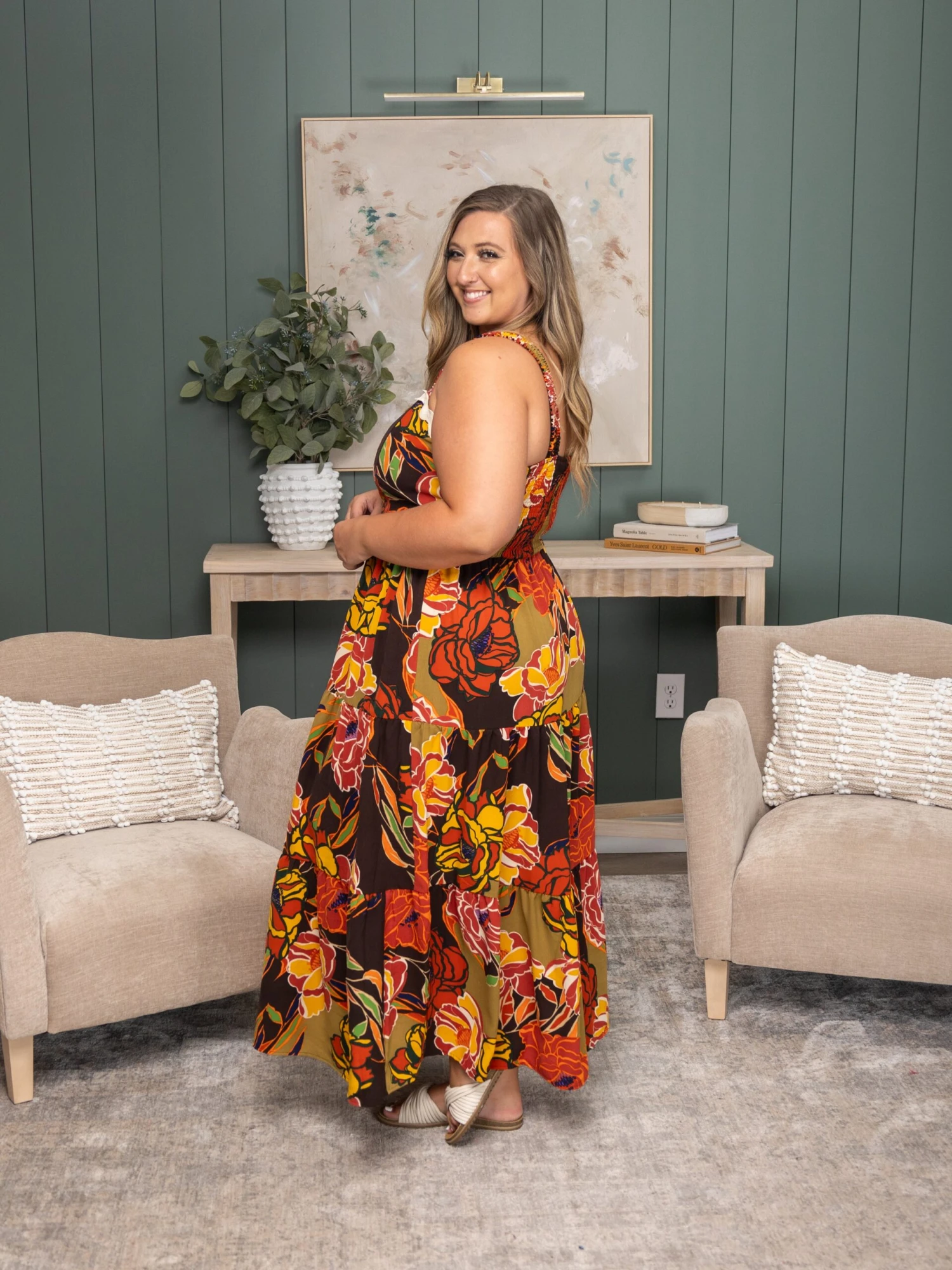 Floral Print Tiered Midi Dress | S - 3XL 3 Floral Print Tiered Midi Dress | S - 3XL - Image 3