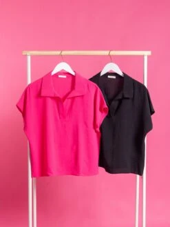 Collared V-Neck Top | S-L