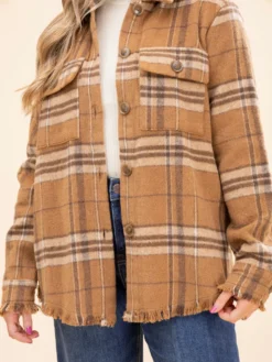 Fringe Detailed Plaid Button Down Jacket | S-L -Discount Divas Shop 4f8b2c8c90b3aeb0dca6bcab390257f0